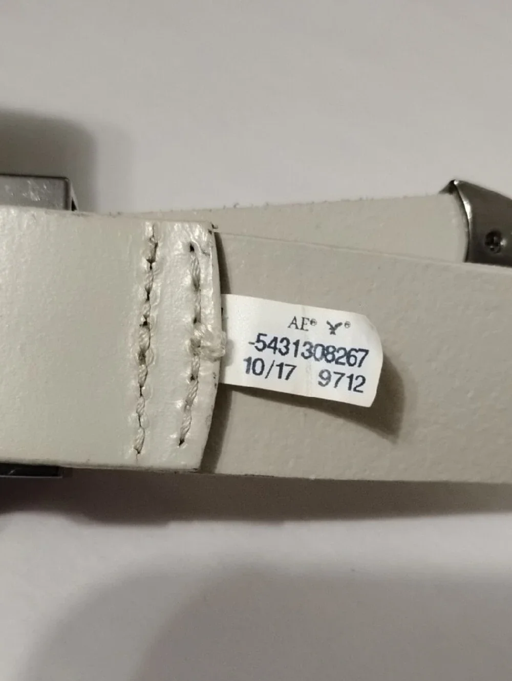 American Eagle Double Buckle Western-Style White Belt with Stud Detailing